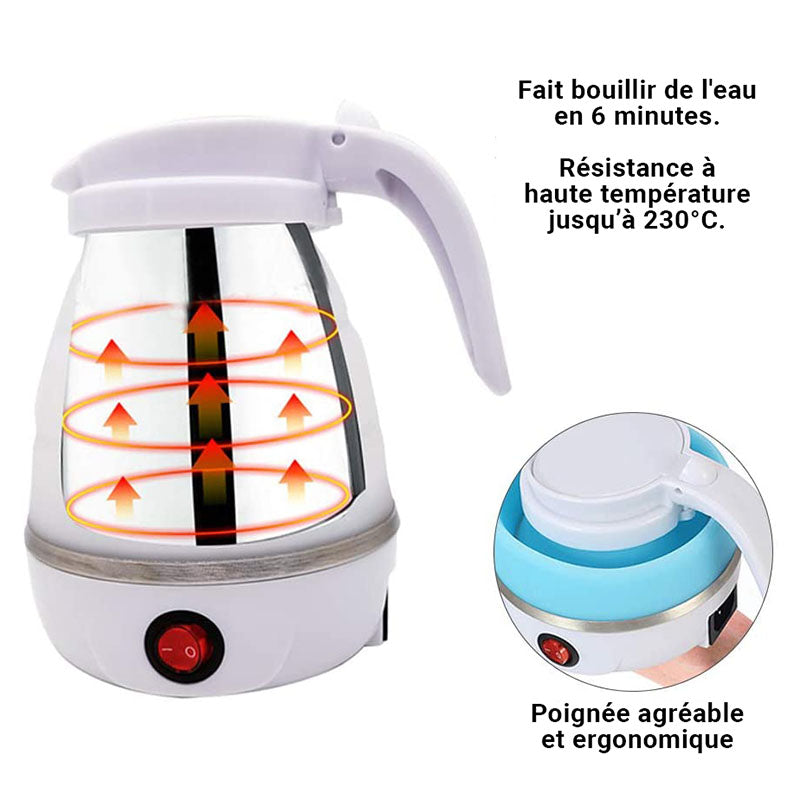 Mini Bouilloire de Voyage Pliable – L’eau chaude instantanée, partout avec vous !