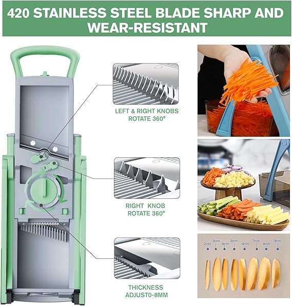 Mandoline Multifonction : Lames Inox Préparations Rapides pour Maison