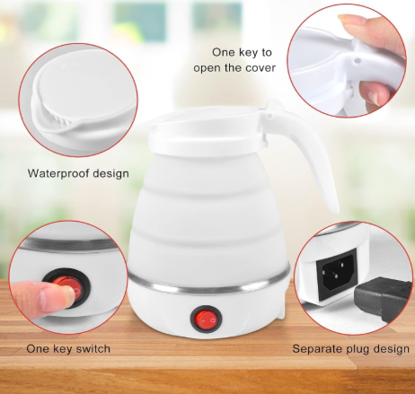 Mini Bouilloire de Voyage Pliable – L’eau chaude instantanée, partout avec vous !